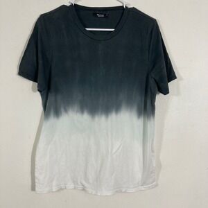 Michael Lauren Women's T Shirt Top Tie Dye Ombre Black White Short Sleeve Small